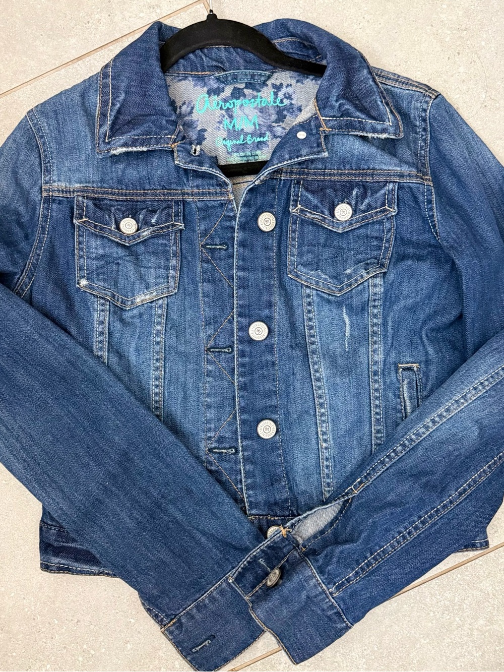 Aeropostale Dark Blue Denim Jacket with Teal Label